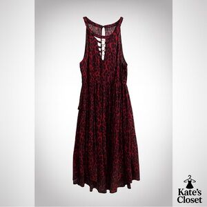 Torrid Red and Black Leopard Women's Dress (Size 0X) with Pockets!